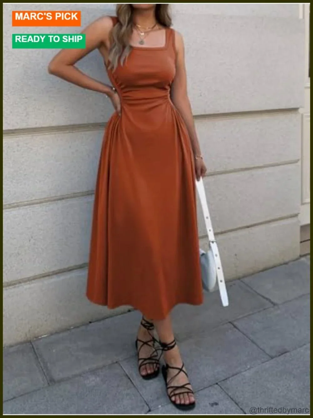 Square Neck Sleeveless Fitted Stretch Cotton Maxi Dress